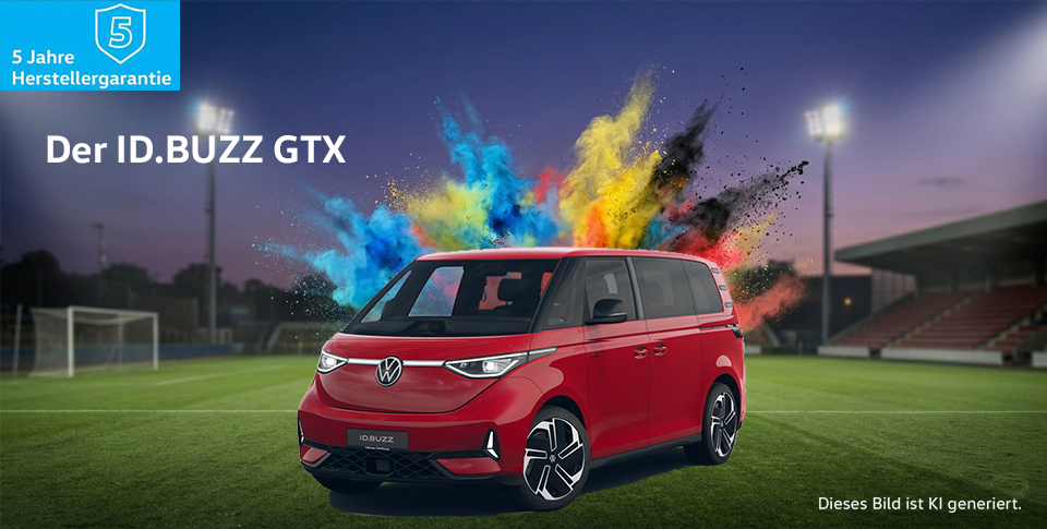ID Buzz GTX in rot ,mit blauem Hintergrund